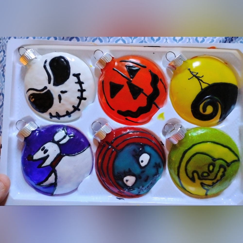 Hand Painted Nightmare Before Christmas Glass Ornaments
